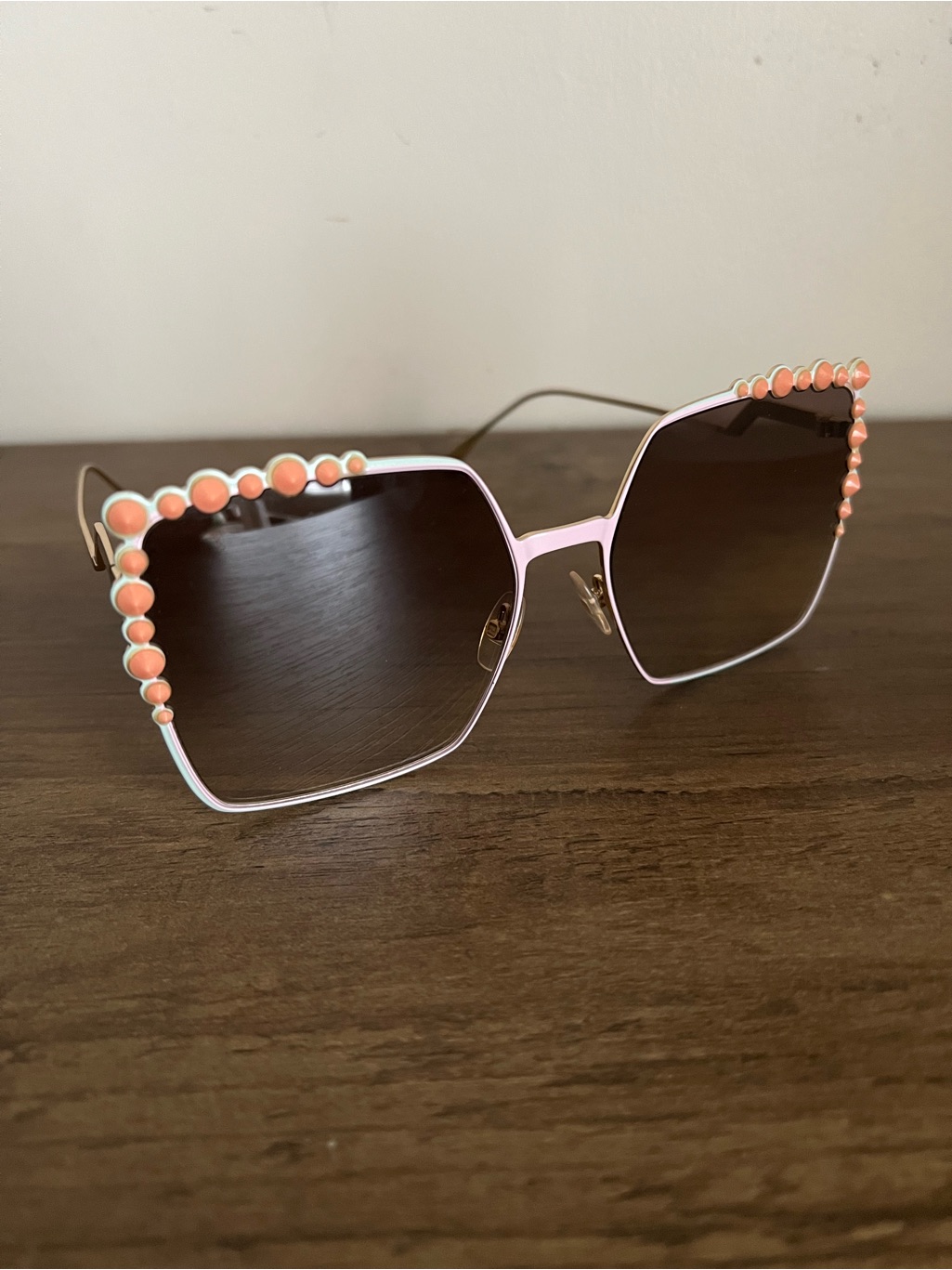 Fendi Women's Oversized Sunglasses Light Pink With Peach Accents